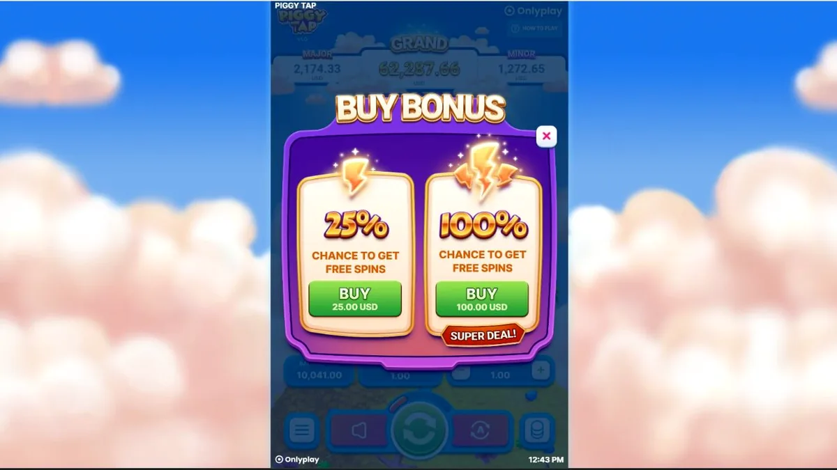 Isang masayang pink na baboy na nakaupo sa isang flamingo floaty sa Piggy Tap slot.