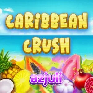 Makulay na disenyo ng Caribbean Crush slot na may mga prutas at tropikal na tema.